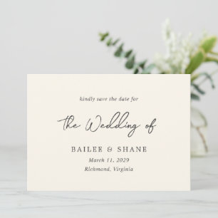 Einfache Creme Moderne Hochzeit Save The Date