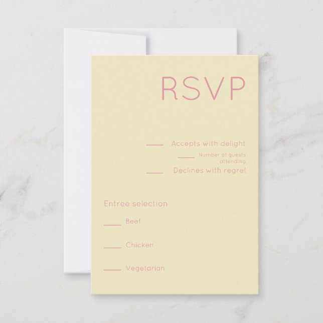 Einfache Creme & Pink Mitte Jahrhundert Moderne Ho RSVP Karte (Vorderseite)