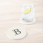 Einfache Creme & schwarzes Monogramm Creme  Getränkeuntersetzer<br><div class="desc">Creme und schwarzes Monogramm Creme Hintergrund Steinuntersetzer. Monogramm-Geschenk.</div>