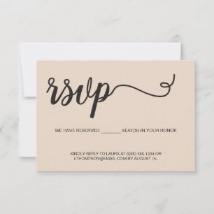 Einfache Creme-UAWG ohne Mailing Reservierung Sitz RSVP Karte