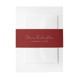 Einfache Crimson Red Handwriting SkriptWedding Einladungsbanderole