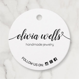 Einfache Custom 2" Round White Signature Hang Tags Geschenkanhänger