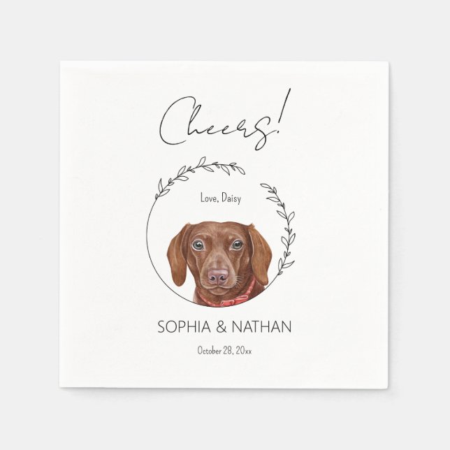 Einfache Dackel Dog Wedding Cocktail Napkins Serviette (Vorderseite)