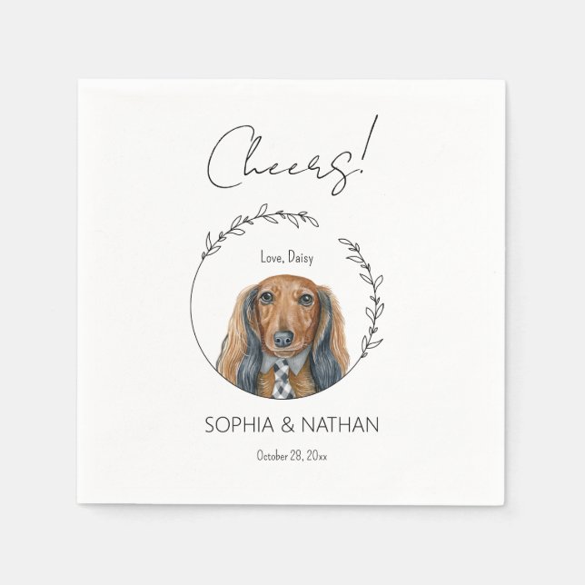Einfache Dackel Dog Wedding Cocktail Napkins Serviette (Vorderseite)