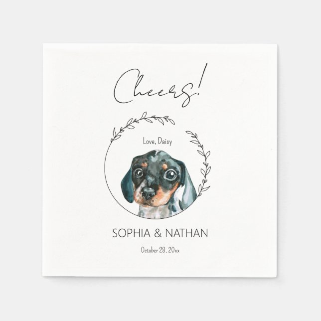 Einfache Dackel Dog Wedding Cocktail Napkins Serviette (Vorderseite)