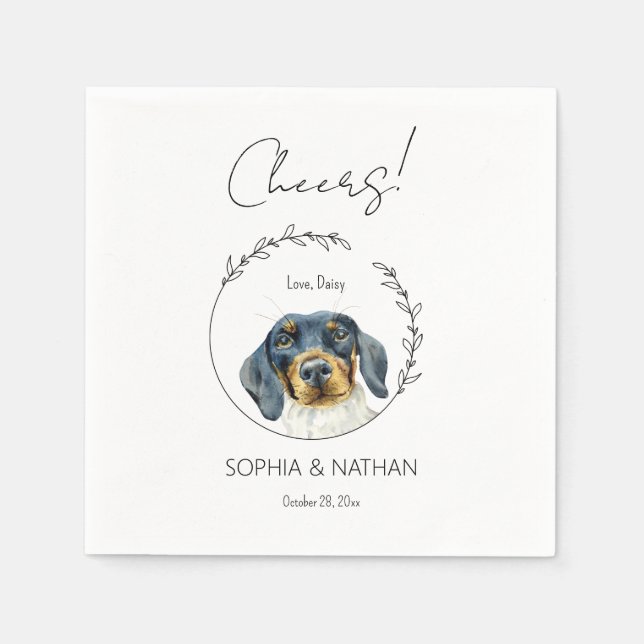 Einfache Dackel Dog Wedding Cocktail Napkins Serviette (Vorderseite)