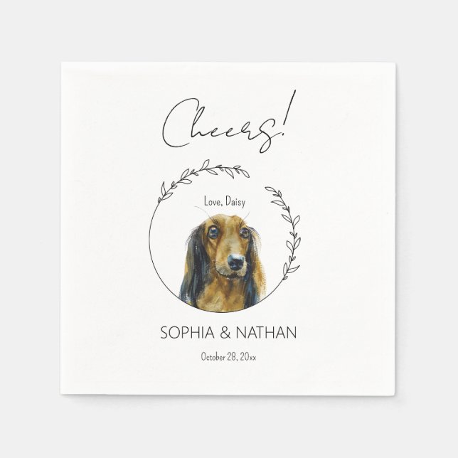 Einfache Dackel Dog Wedding Cocktail Napkins Serviette (Vorderseite)