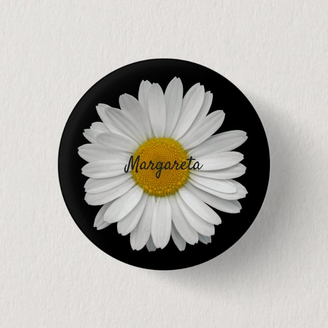 Einfache Daisy-Blume mit Namen Button (Vorderseite)