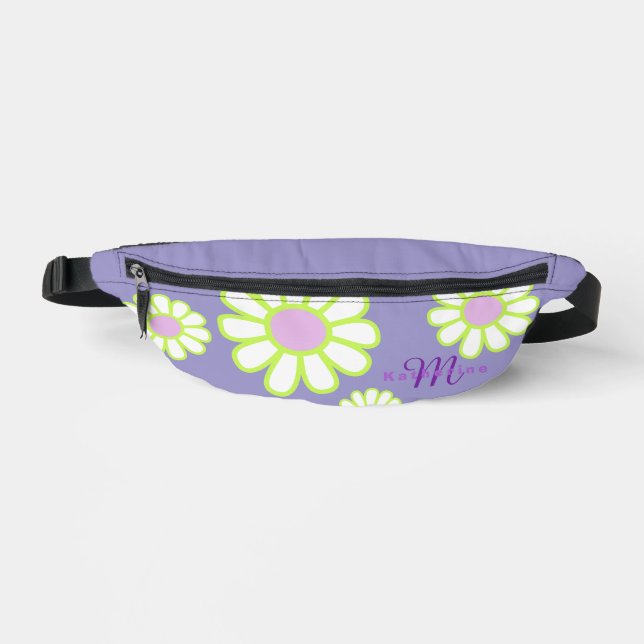 Einfache Daisy-Monogramm-Lila Bauchtasche (Vorderseite)