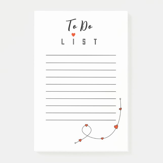 Einfache Darstellung mit Herzen in minimalistische Post-it Klebezettel (Vorderseite)