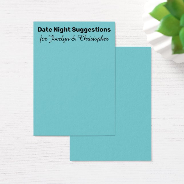 Einfache Date Night Suggestionen Türkise Karte (Schreibtisch)