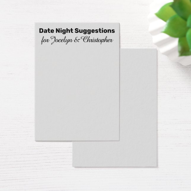 Einfache Date Night Vorschläge Light Gray Card (Schreibtisch)