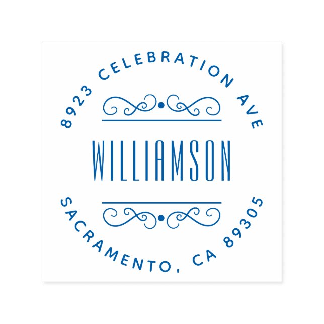 Einfache Deko Familienname Runde Rücksendeadresse Permastempel (Design)