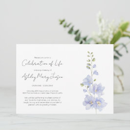 Einfache Delphinium-Feier des Lebens Einladung