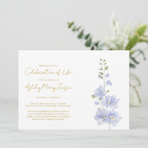 Einfache Delphinium-Feier des Lebens Einladung