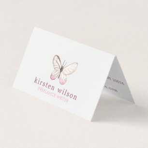 Einfache Design Blush Butterfly Faltenkarte Visitenkarten