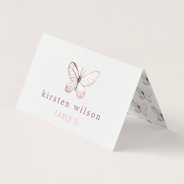 Einfache Design-Blush-Schmetterling-Platzkarte Visitenkarten (Vorderseite)