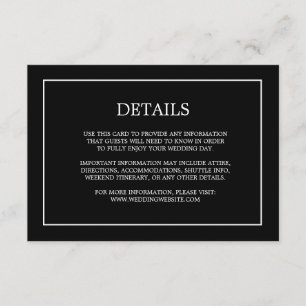 Einfache Details für Monogramm Schwarze Hochzeitsn Begleitkarte