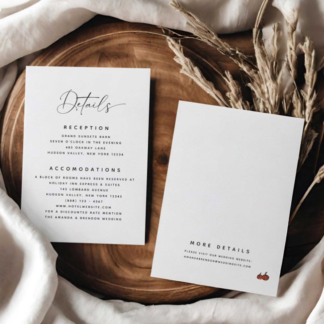 Einfache Details Pumpkins Website Hochzeit Begleitkarte (Von Creator hochgeladen)