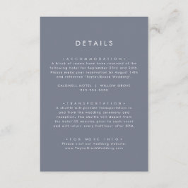 Einfache Details zu Slate Blue Gray Wedding Begleitkarte