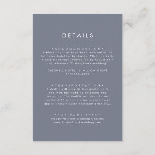 Einfache Details zu Slate Blue Gray Wedding Begleitkarte