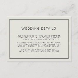 Einfache Details zur Hochzeit an der Grenze Begleitkarte