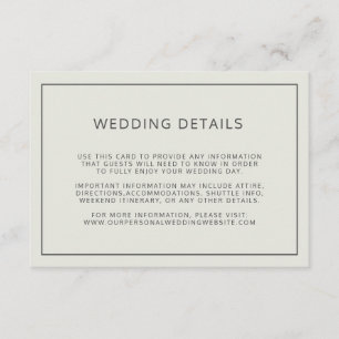 Einfache Details zur Hochzeit an der Grenze Begleitkarte