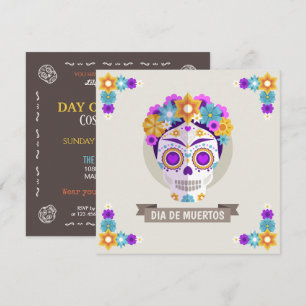 Einfache Dia de los Muertos Einladung zum Blumenst