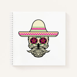 Einfache Dia de Muertos Skull mit Hat | Notizbuch