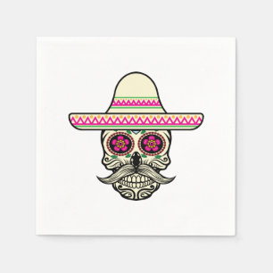 Einfache Dia de Muertos Skull mit Hat   Serviette