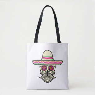 Einfache Dia de Muertos Skull mit Hat   Tragetasch
