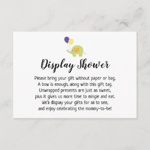 Einfache Display Babydusche mit Elephant Begleitkarte