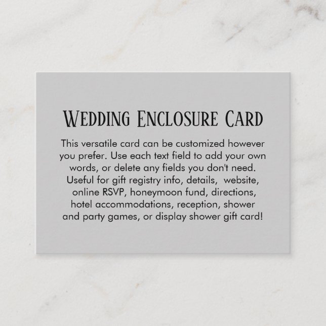 Einfache DIY Custom Wedding Bale Gray Begleitkarte (Vorderseite)