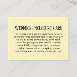 Einfache DIY Custom Wedding Blassgelb Begleitkarte