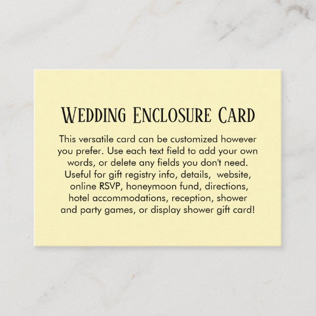 Einfache DIY Custom Wedding Blassgelb Begleitkarte (Vorderseite)