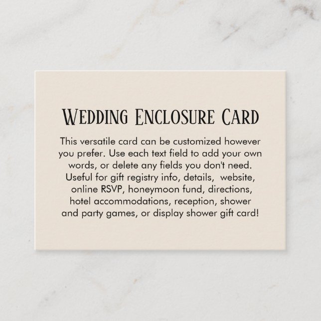 Einfache DIY Custom Wedding Cream Begleitkarte (Vorderseite)
