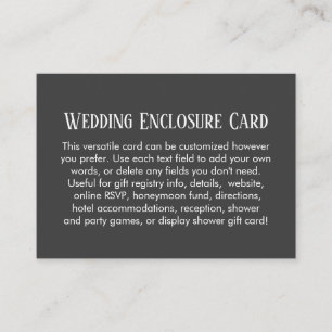 Einfache DIY Custom Wedding dunkelgrau Begleitkarte