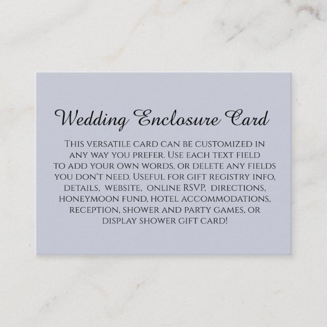 Einfache DIY Custom Wedding Light Dusty Blue Begleitkarte (Vorderseite)