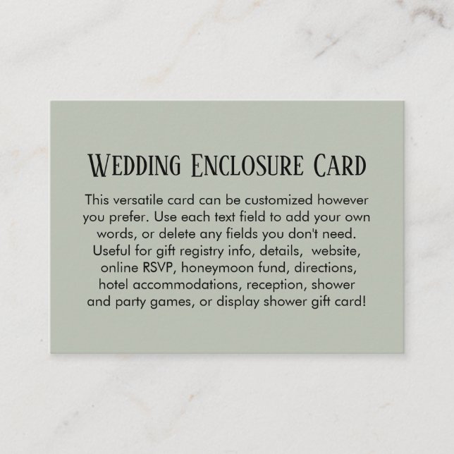 Einfache DIY Custom Wedding Sage Green Begleitkarte (Vorderseite)