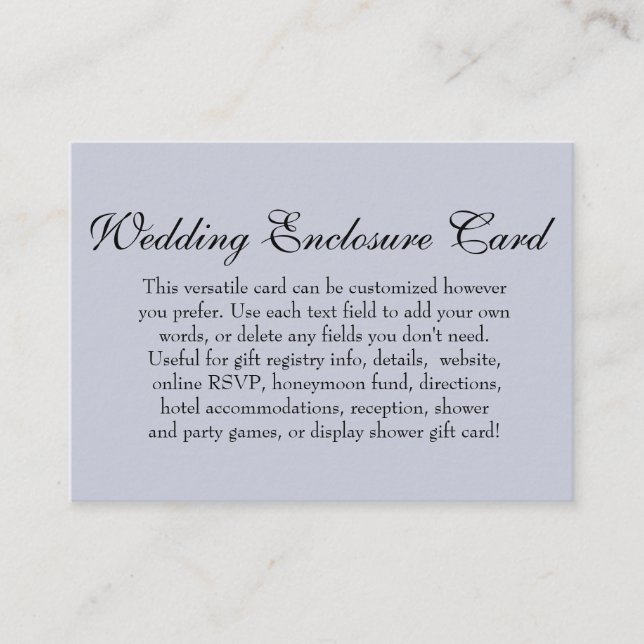 Einfache DIY Custom Wedding Versatile Dusty Blue Begleitkarte (Vorderseite)