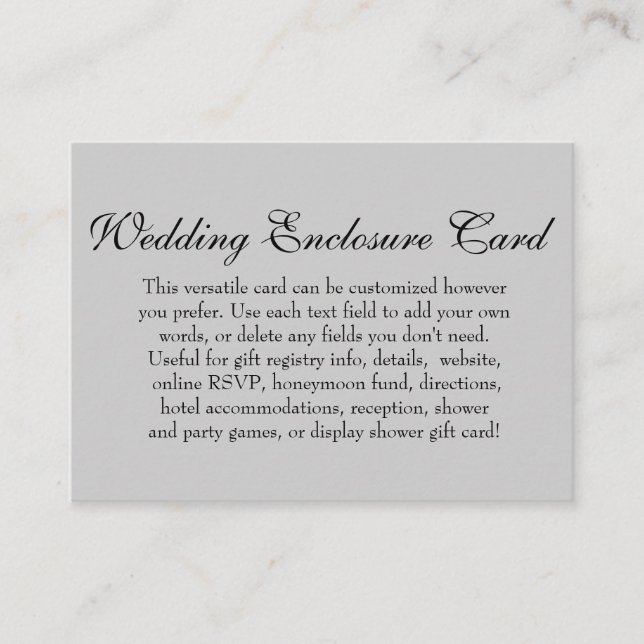 Einfache DIY Custom Wedding Versatile Light Gray Begleitkarte (Vorderseite)