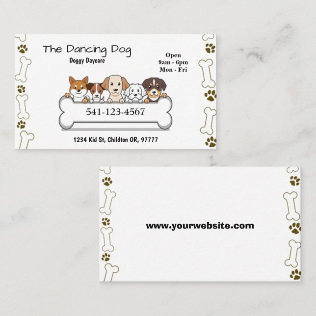 Einfache Doggy Daycare Business Cards Visitenkarte (Vorne/Hinten)