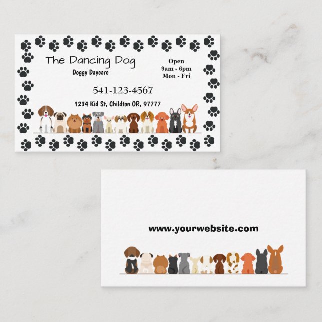 Einfache Doggy Daycare Business Cards Visitenkarte (Vorne/Hinten)