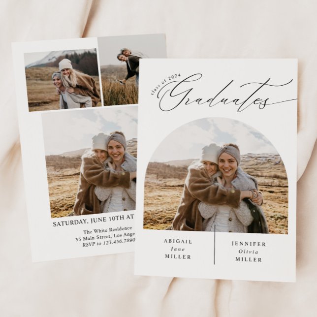 Einfache Doppel-Feier Foto Graduation Party Einladung (Von Creator hochgeladen)