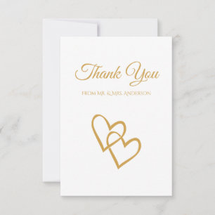 Einfache doppelte Herz-Goldene Hochzeit Dankeschön Einladung