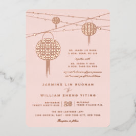 Einfache Double Happiness Lanterns Chinesische Hoc Folieneinladung