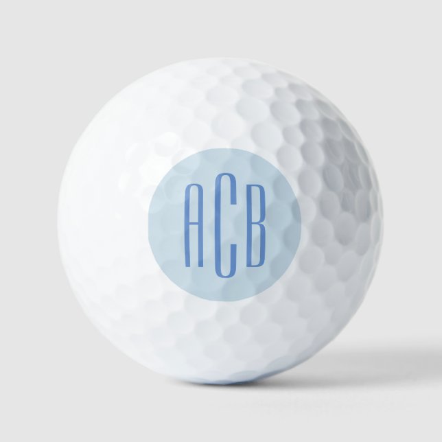 Einfache Drei-Buchstaben-blaue Monogramm Golfball (Vorderseite)