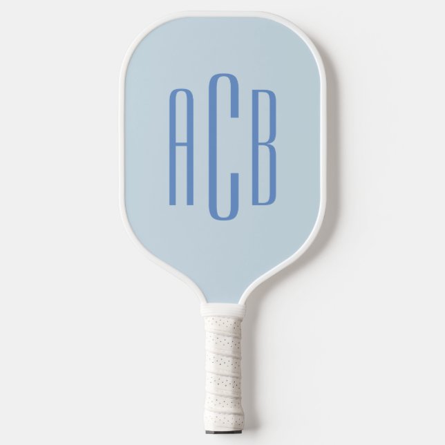Einfache Drei-Buchstaben-blaue Monogramm Pickleball Schläger (Vorderseite)