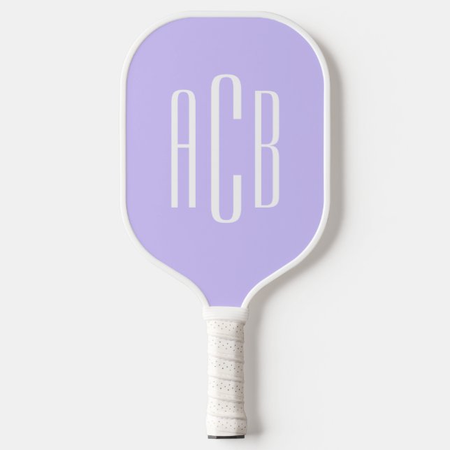 Einfache Drei-Buchstaben-Bleichlavenmonogramm Pickleball Schläger (Vorderseite)