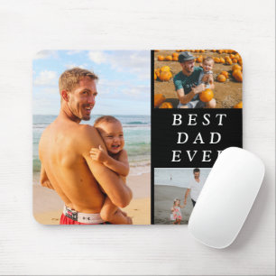 Einfache Drei-Foto-Bester Vater je Schwarz Mousepad